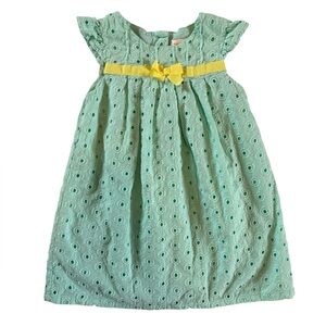 Gymboree Mint Eyelet Dress Yellow Ribbon Toddler Girls 2T Spring Easter